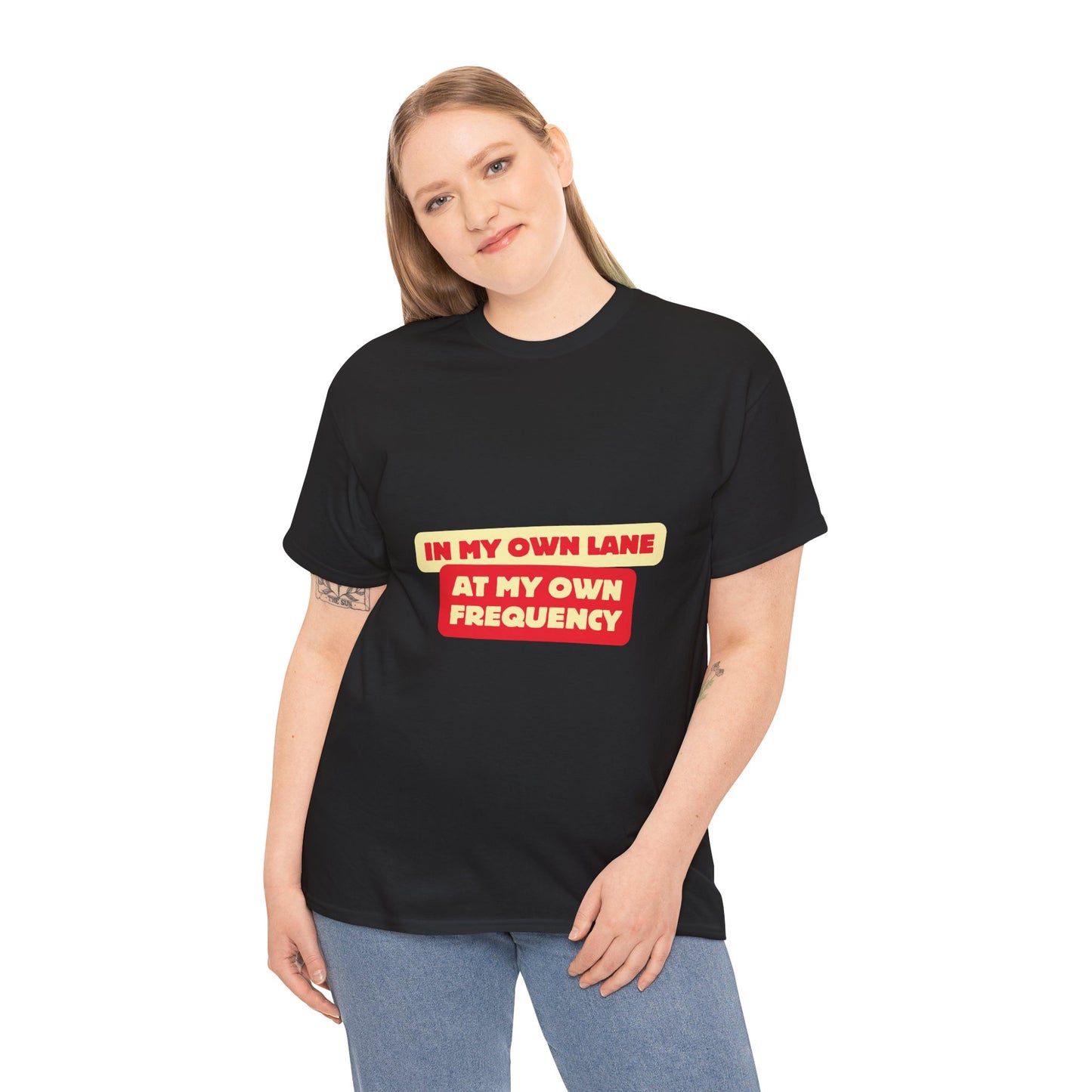 Motivational Quote 'In My Own Lane, At My Own Frequency' Unisex Heavy Cotton Tee, Inspirational, Positive Vibes, Self Care, Unisex Sweatshirt, Gift Idea t shirt