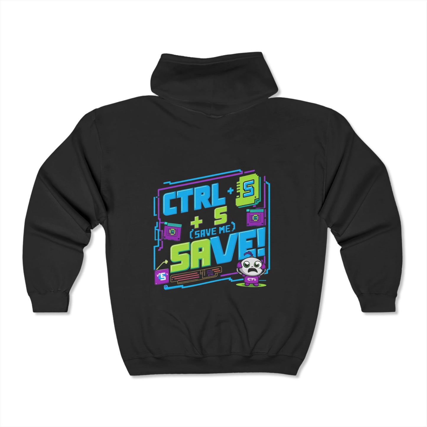 Ctrl + S (Save Me) Tech Hoodie – Fun Digital Design, Neon Colors, Back-to-School Gift for Tech-Savvy Kids