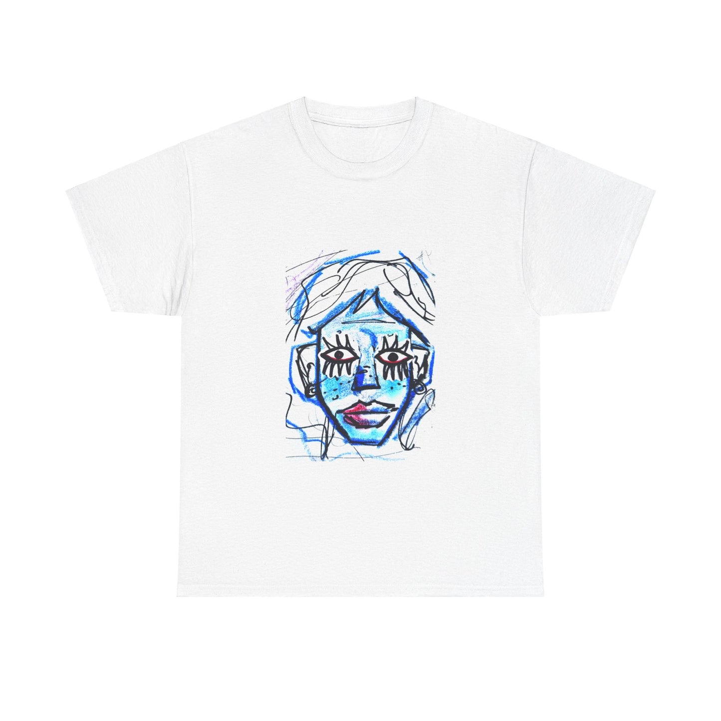 Graphic Face T-Shirt, Abstract Art Tee, Unisex Heavy Cotton Tee, Gift for Him or Her