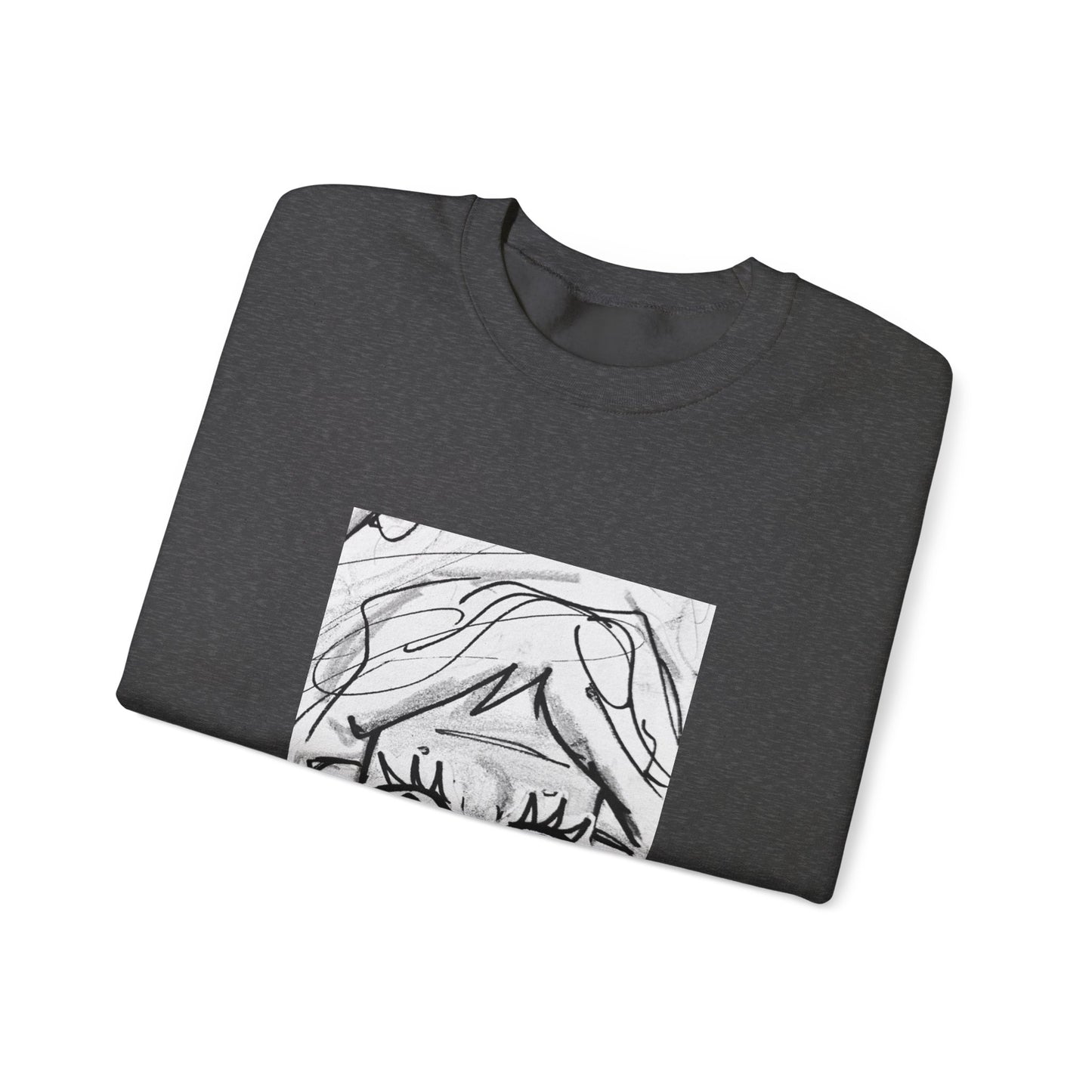 Graphic Face Sweatshirt, Unisex Heavy Blend Crewneck, Abstract Art, Casual Streetwear, Artistic Sweater