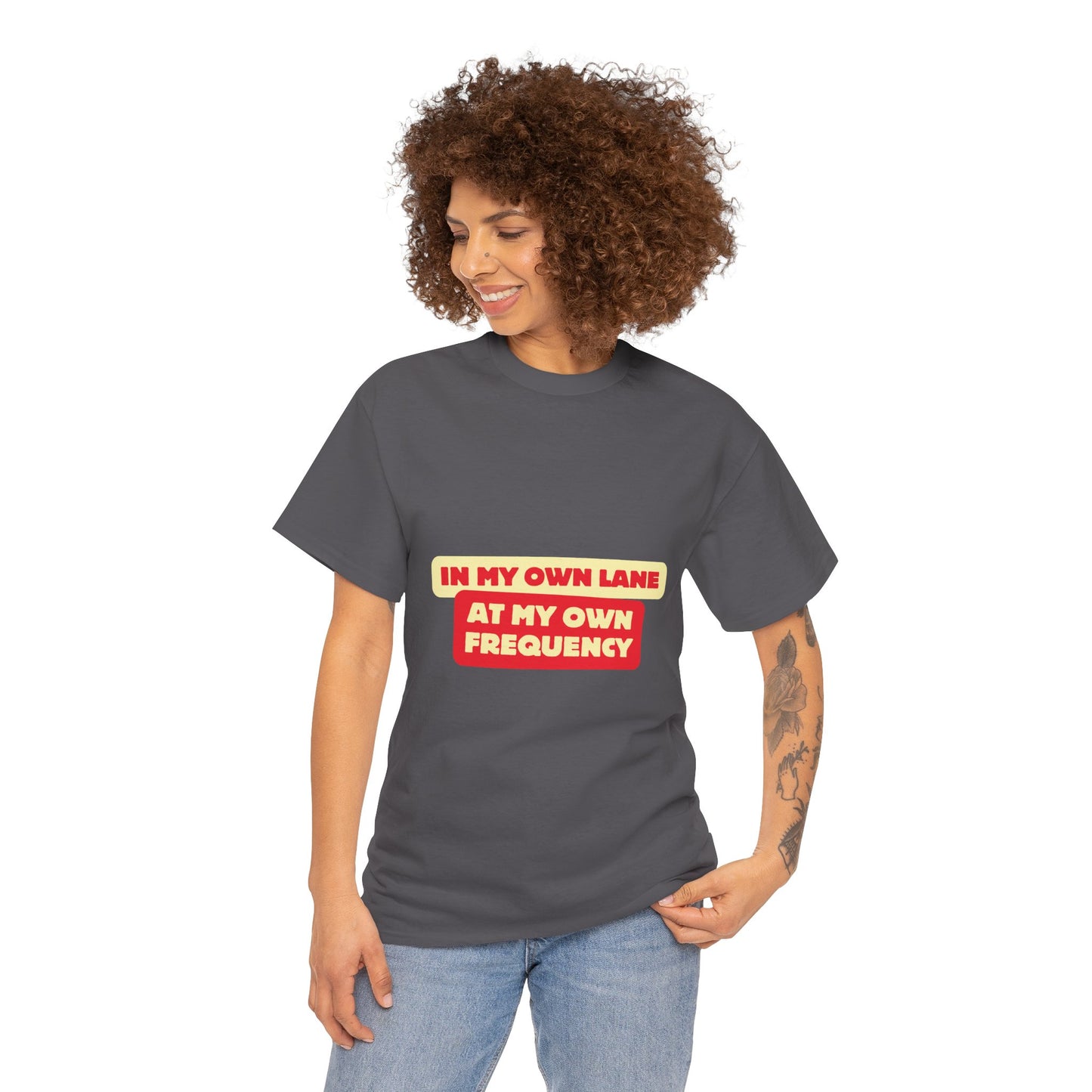 Motivational Quote 'In My Own Lane, At My Own Frequency' Unisex Heavy Cotton Tee, Inspirational, Positive Vibes, Self Care, Unisex Sweatshirt, Gift Idea t shirt