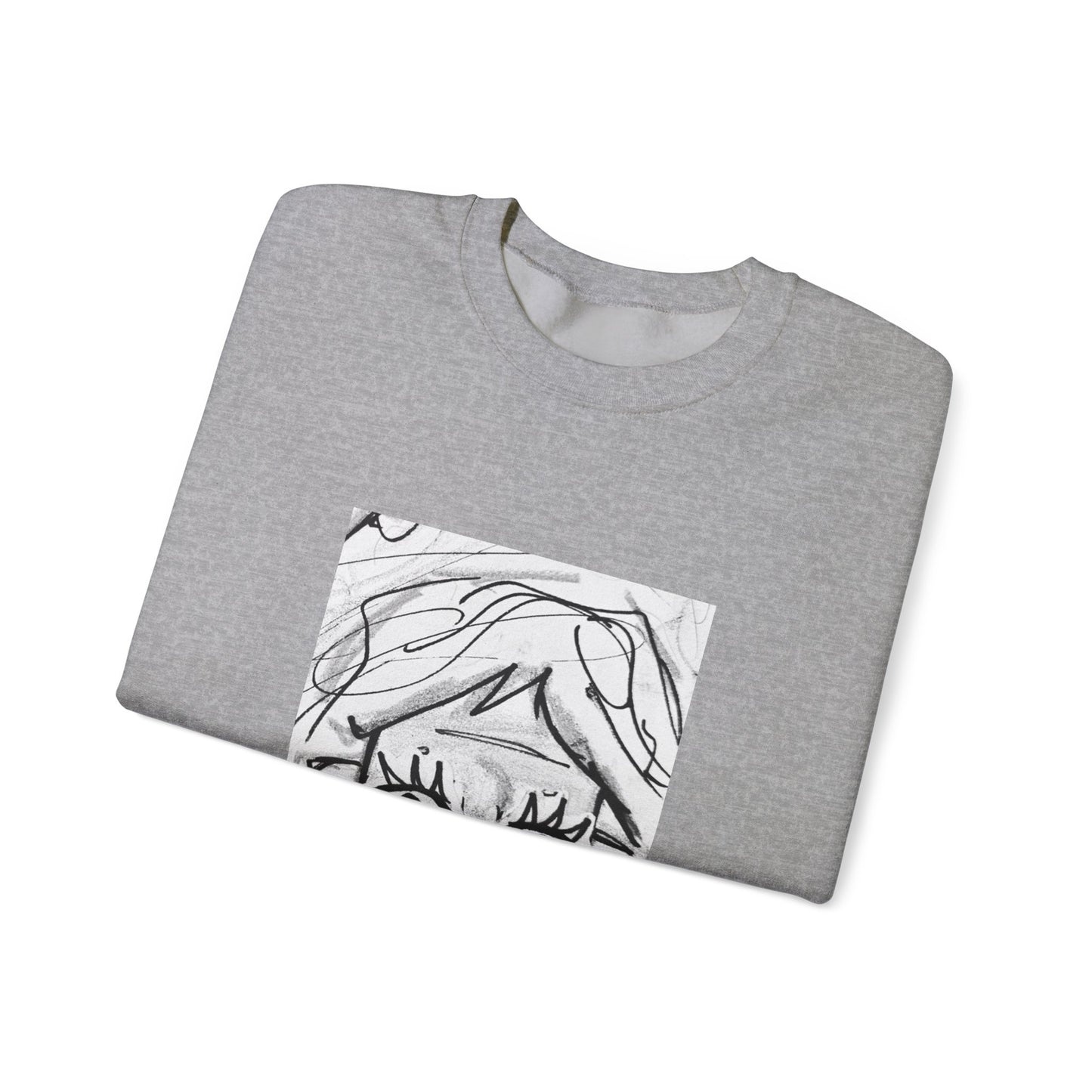 Graphic Face Sweatshirt, Unisex Heavy Blend Crewneck, Abstract Art, Casual Streetwear, Artistic Sweater