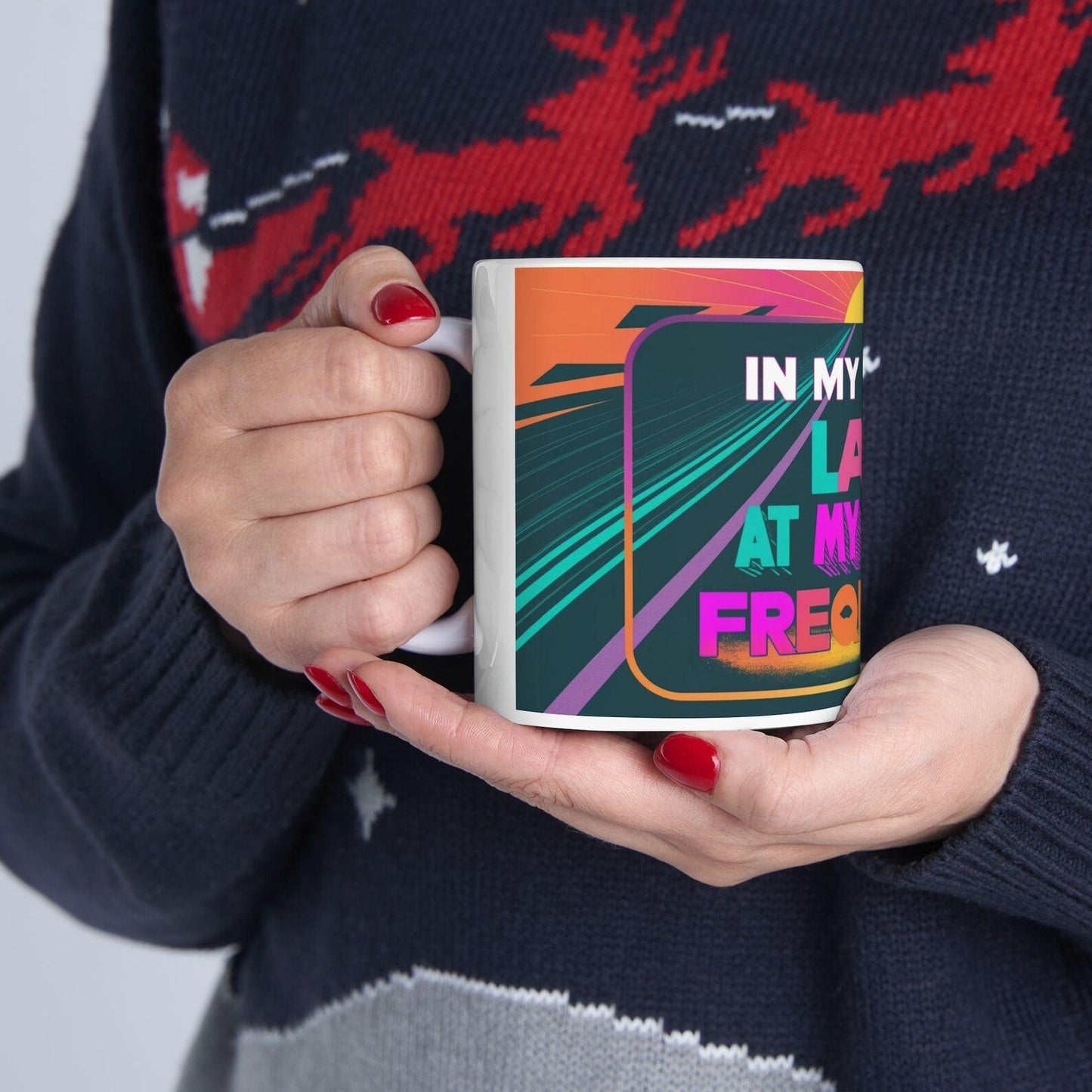 Motivational Quote "In My Own Lane, At My Own Frequency" Ceramic Mug, Inspirational Coffee Cup, Positive Vibes Tea Mug, Self Care Gift Idea