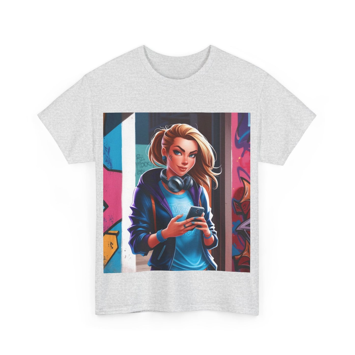 Cool Edgy Student Character Unisex Heavy Cotton Tee Shirt, Graffiti Style Urban Vibe, Back to School Gift, College Fashion Top, Youth Street