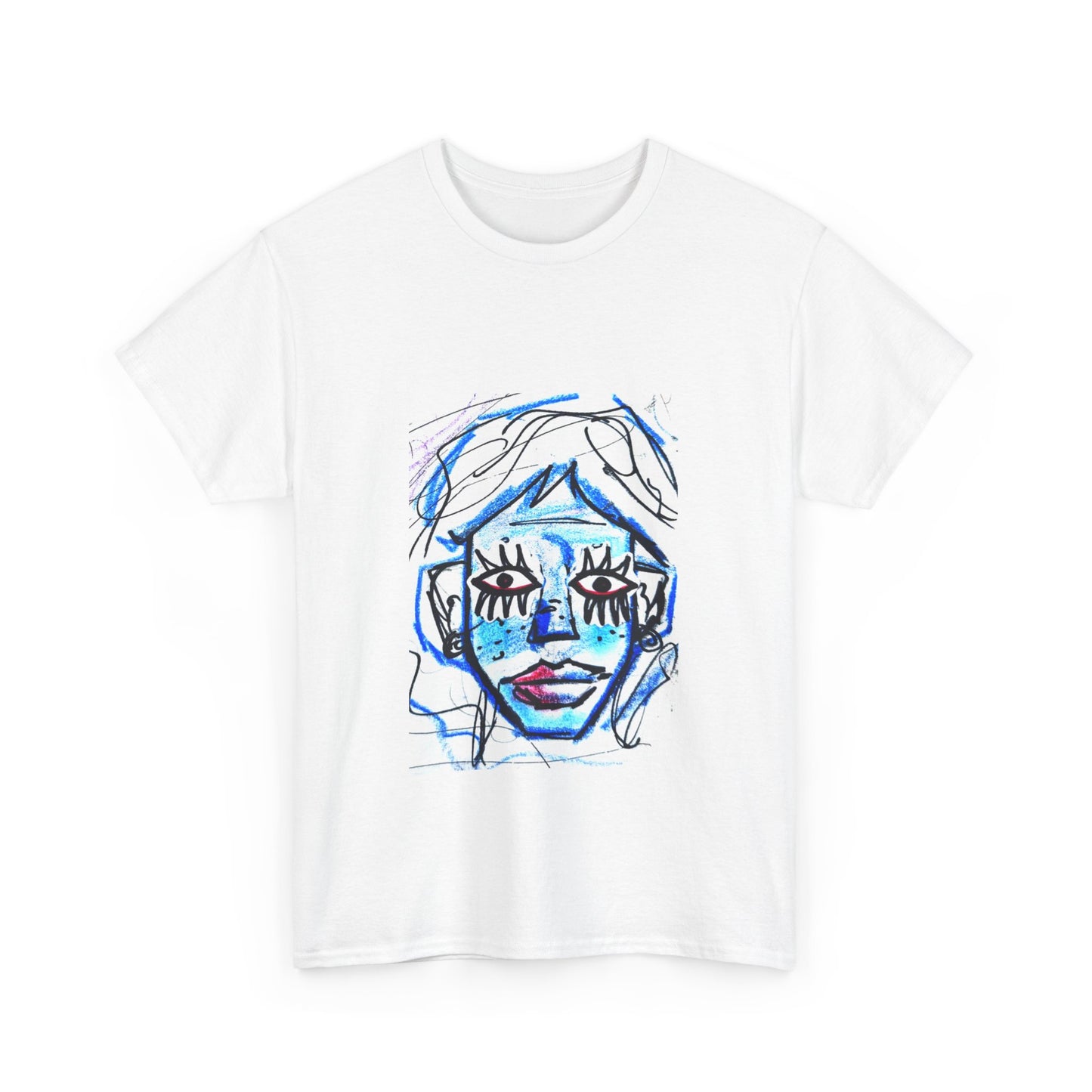 Graphic Face T-Shirt, Abstract Art Tee, Unisex Heavy Cotton Tee, Gift for Him or Her