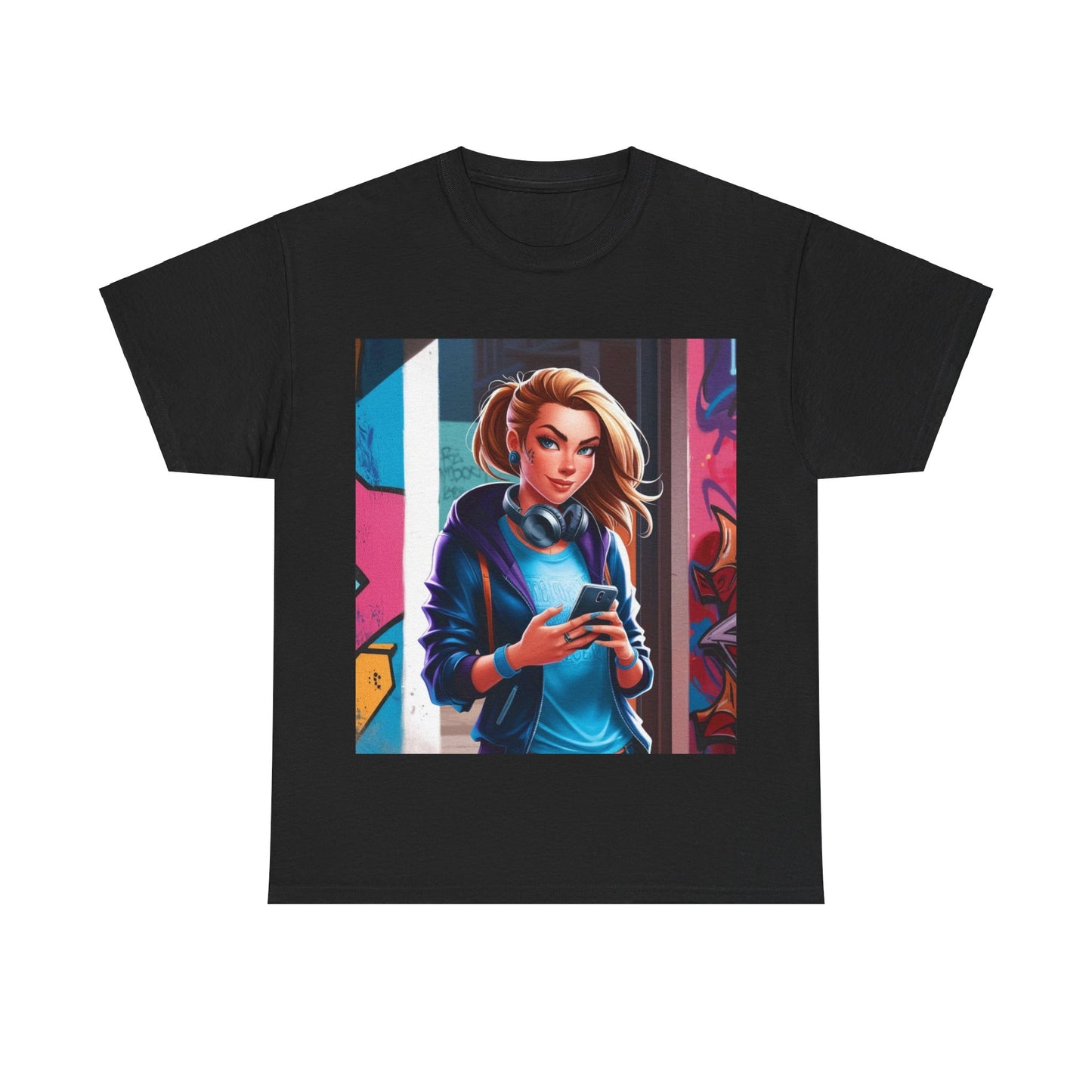 Cool Edgy Student Character Unisex Heavy Cotton Tee Shirt, Graffiti Style Urban Vibe, Back to School Gift, College Fashion Top, Youth Street