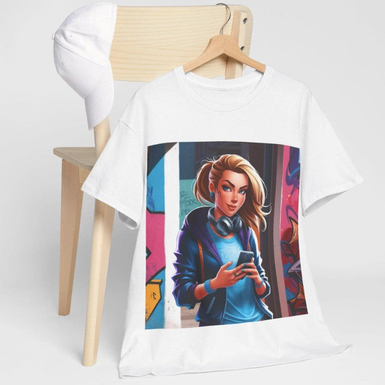 Cool Edgy Student Character Unisex Heavy Cotton Tee Shirt, Graffiti Style Urban Vibe, Back to School Gift, College Fashion Top, Youth Street