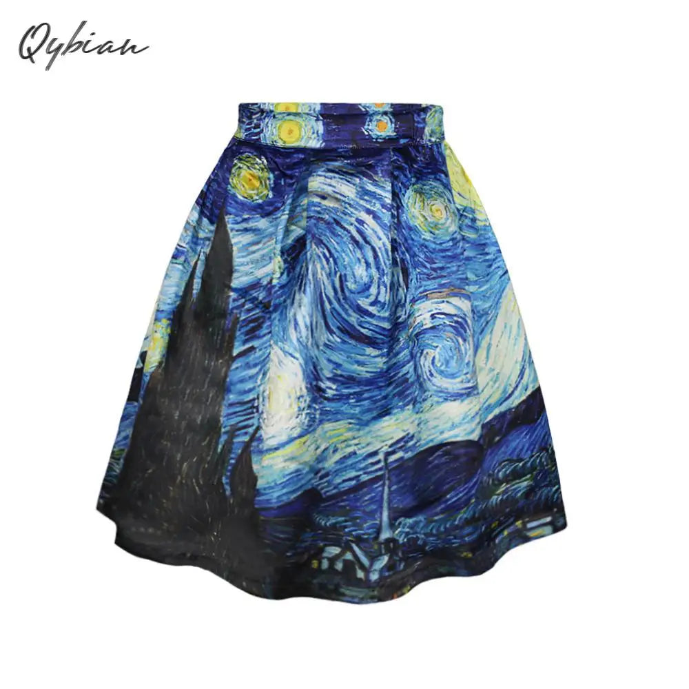 Ladies Skirts High Waist - Faldas Vintage Van Gogh Print