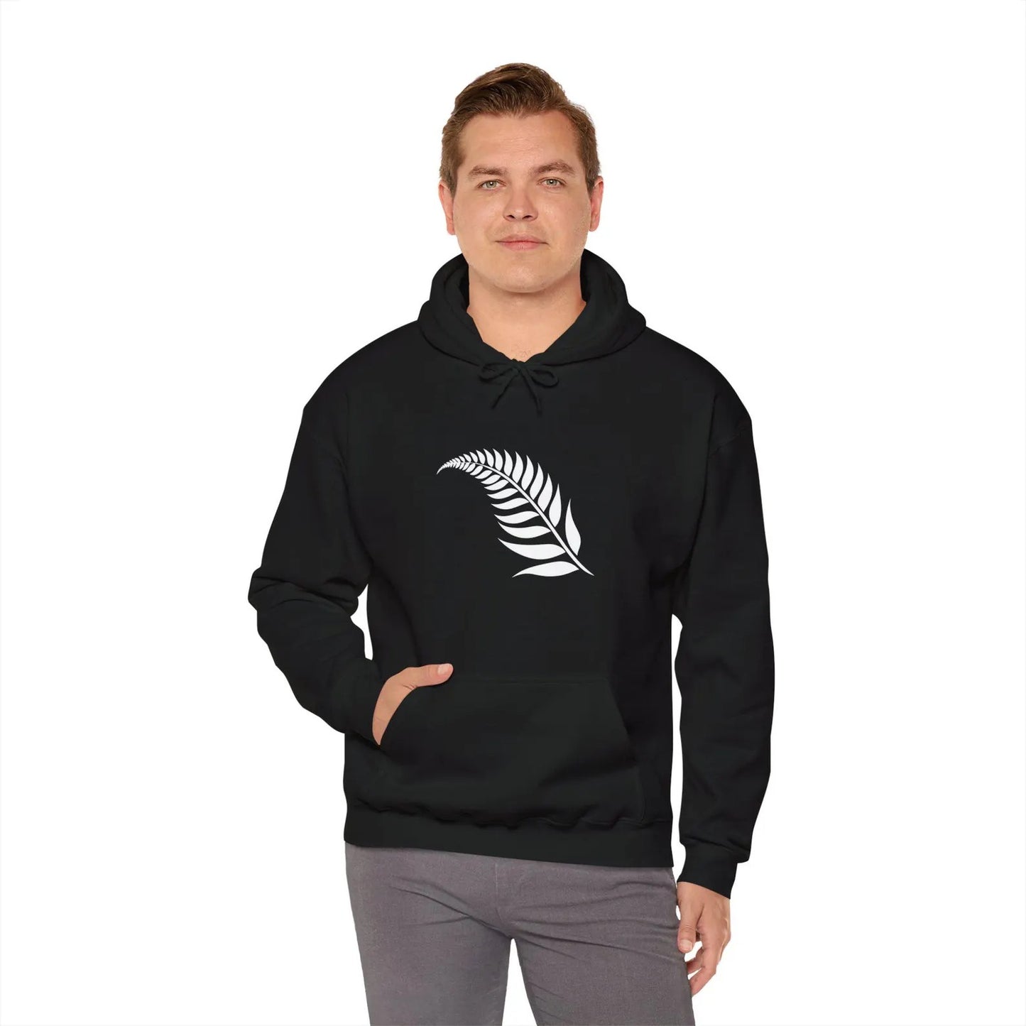 Kiwi Pride Hoodie: White Silver Fern, Kiwi Bird & Pohutukawa Flower Design – Perfect New Zealand Gift