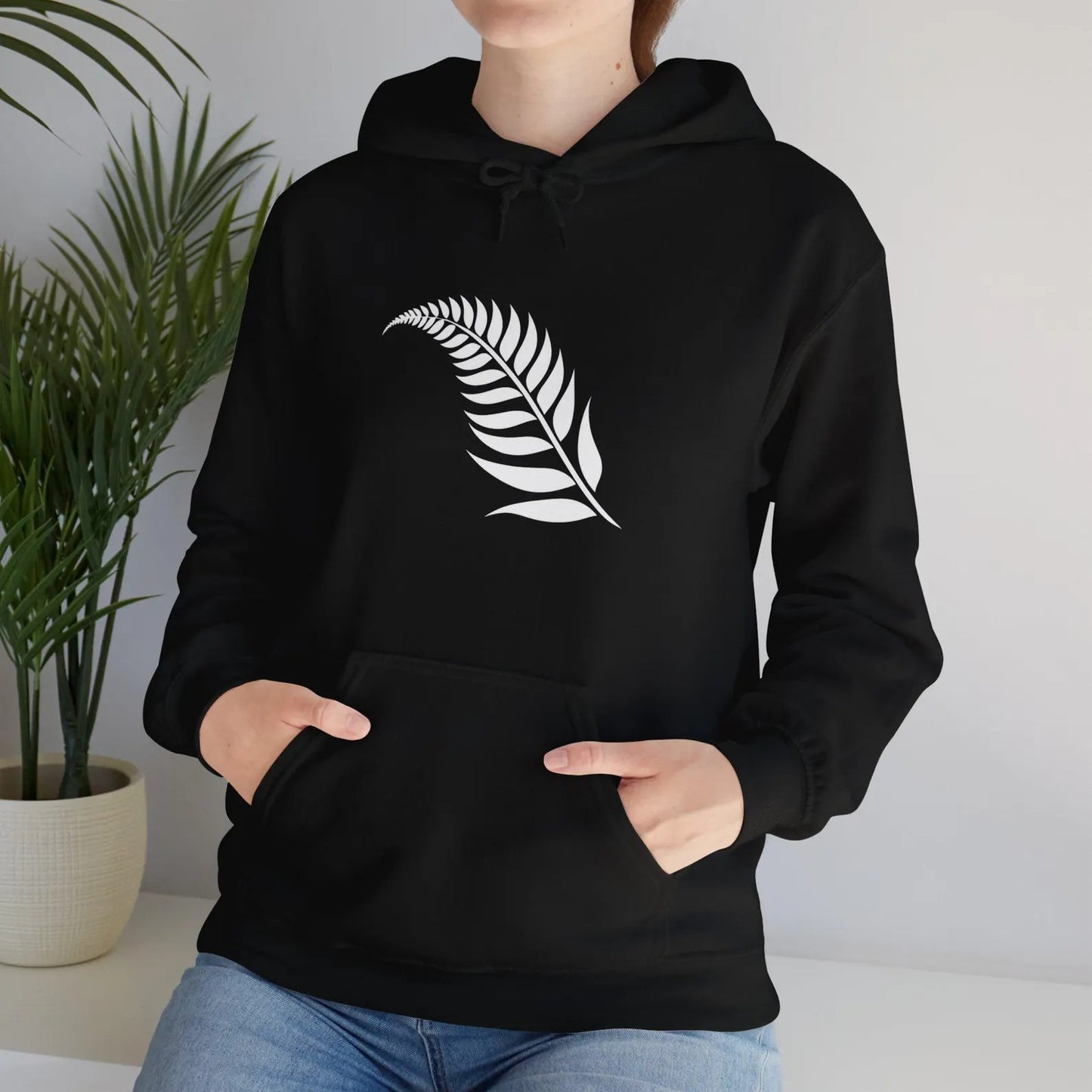 Kiwi Pride Hoodie: White Silver Fern, Kiwi Bird & Pohutukawa Flower Design – Perfect New Zealand Gift